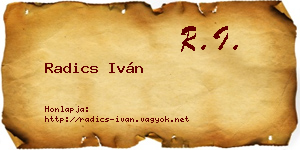 Radics Iván névjegykártya